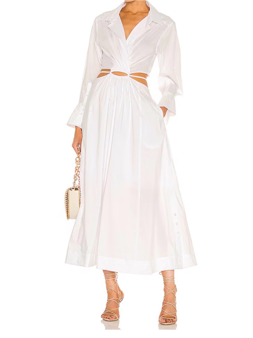 Jonathan Simkhai White Midi Dress with Waist Cutouts